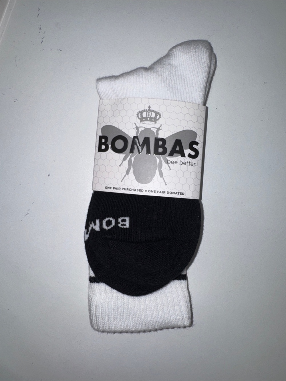 Bombas White and Black Calf Socks